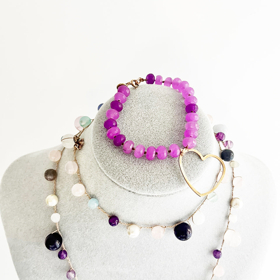 Bracciale Zaffiro Rosa e Cuore in Arg 925 -Top Jewels-