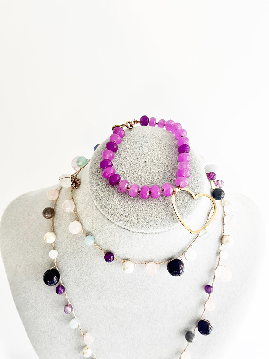 Bracciale Zaffiro Rosa e Cuore in Arg 925 -Top Jewels-