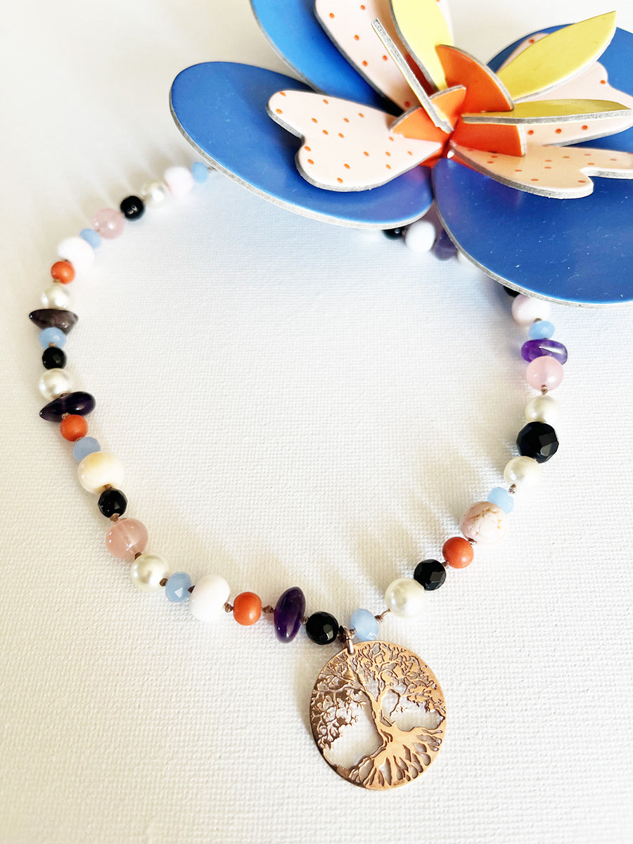 Collier Pietre Miste con Albero della Vita - Top Bijoux -