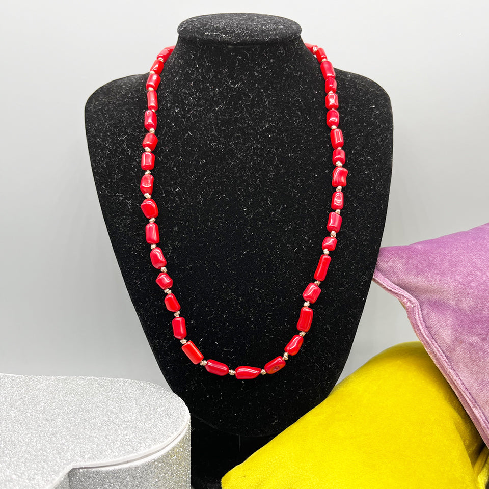 Collana Corallo Naturale Rosso e Arg. 925 -Top Jewels-