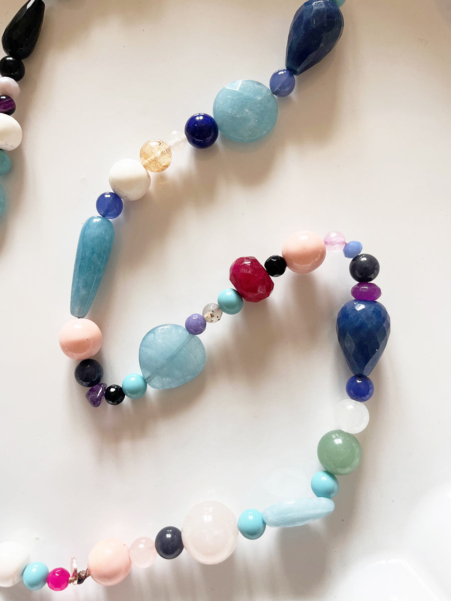 Collana Lunga Multicolor Pietre Varie -Top Bijoux-