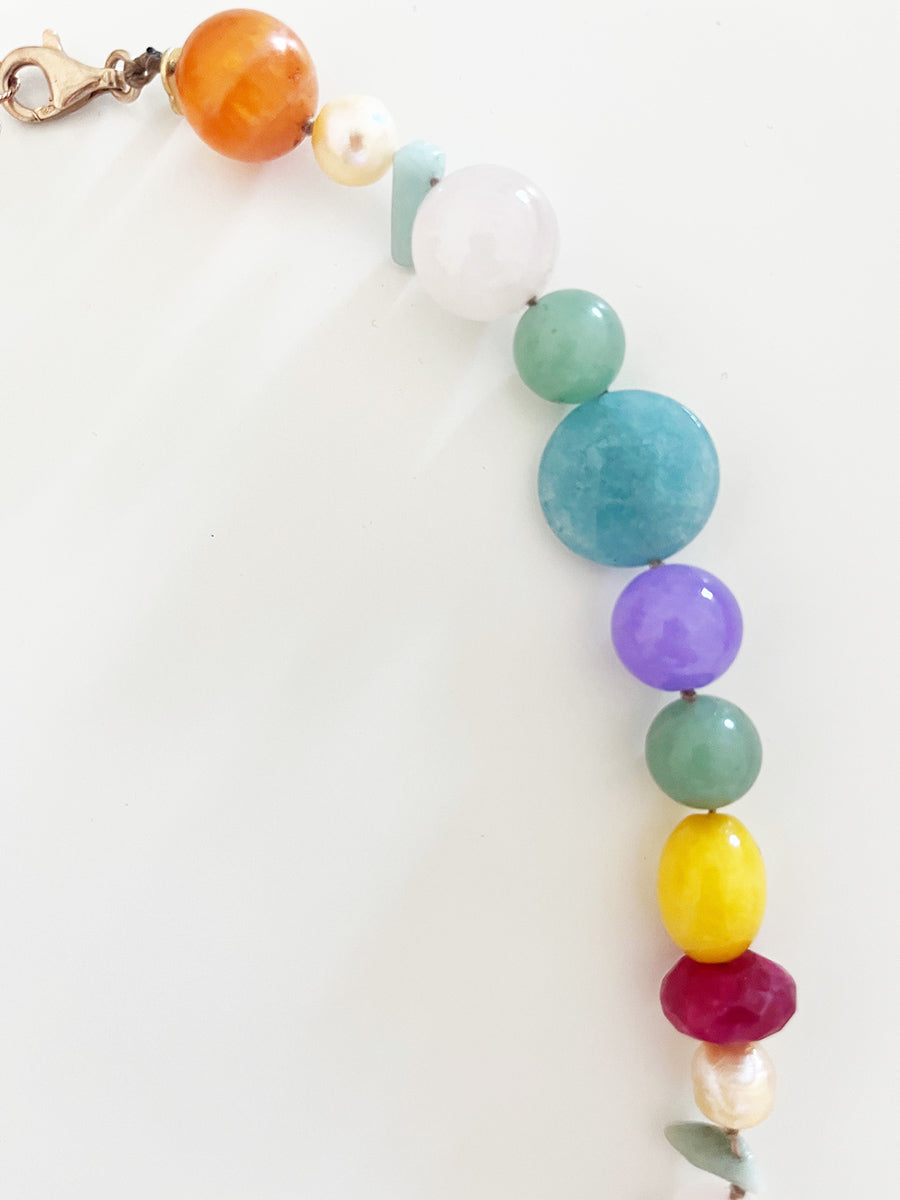 Collana Multicolor Girocollo Pietre Naturali e Arg 925 con Stella -Top Jewels-