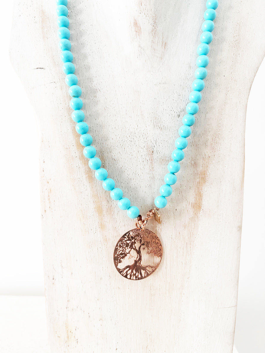 Collana Turchese Naturale con Albero della Vita Arg. 925 -Top Jewels-