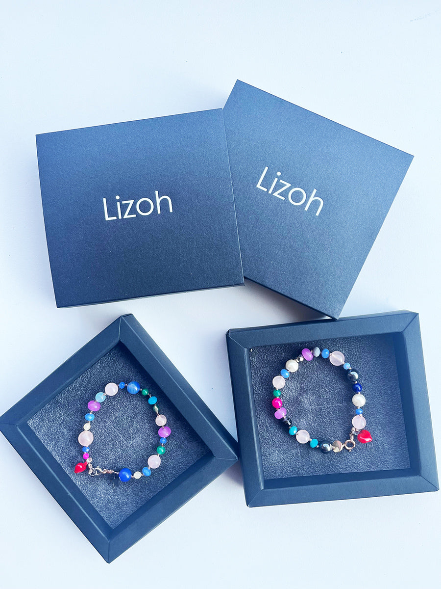 Coppia Bracciali "Amicizia" con Cuore Rosso in Murano -Creazioni Uniche-