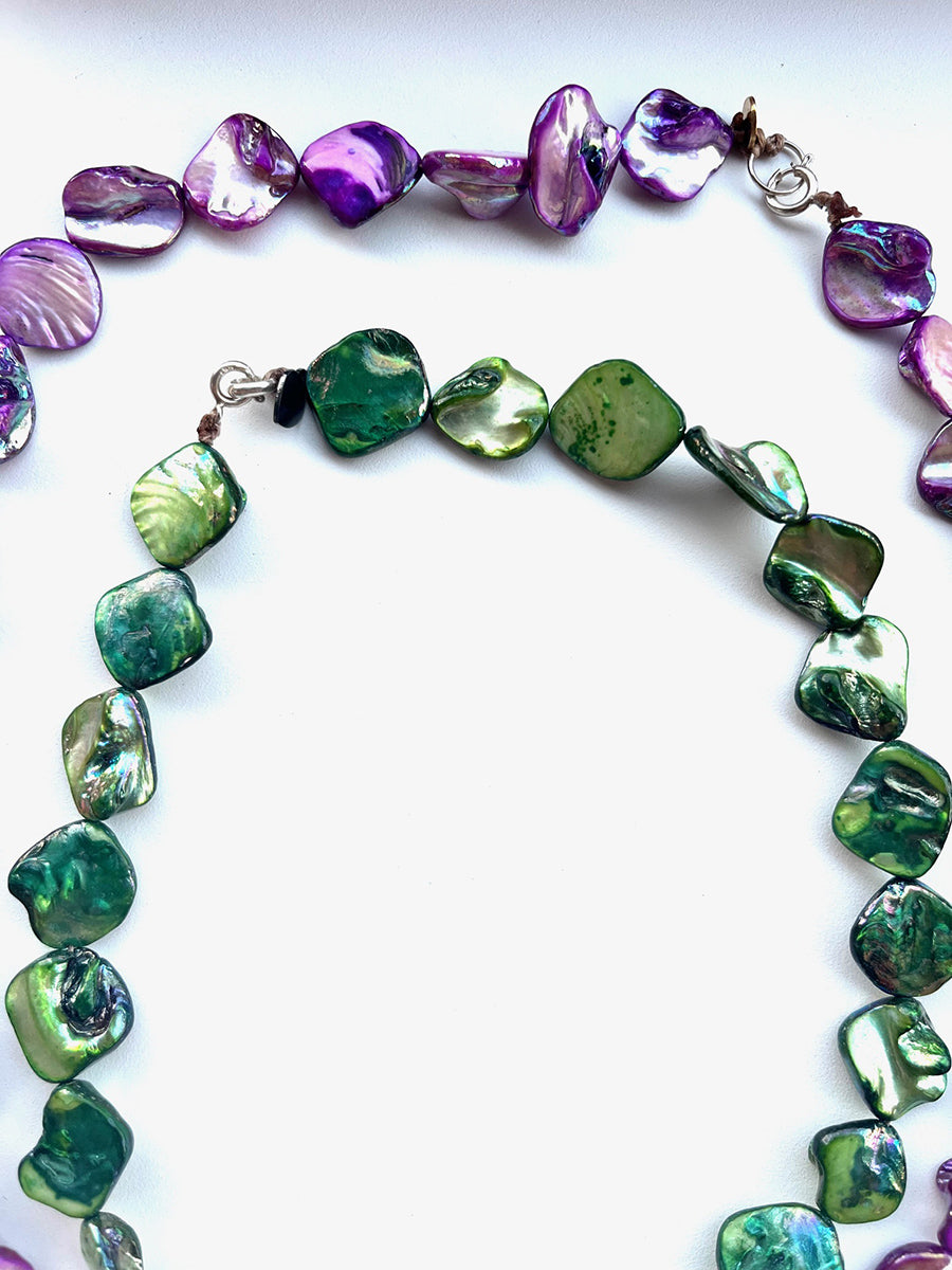 Collana Lunga Madreperla Viola e Arg 925 - Top Jewels -