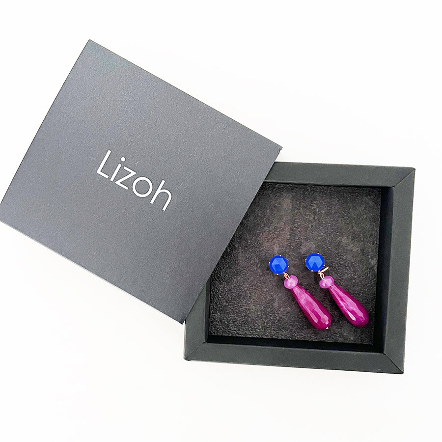 Orecchini Agata Blu, Zaffiro Rosa e Arg 925 -Top Bijoux-
