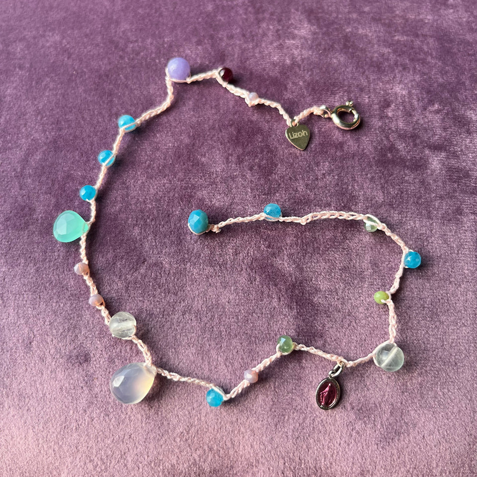 Bracciale Pietre, Cristalli, Madonnina Rue Du Bac Arg 925 e Quarzo -Top Jewels-