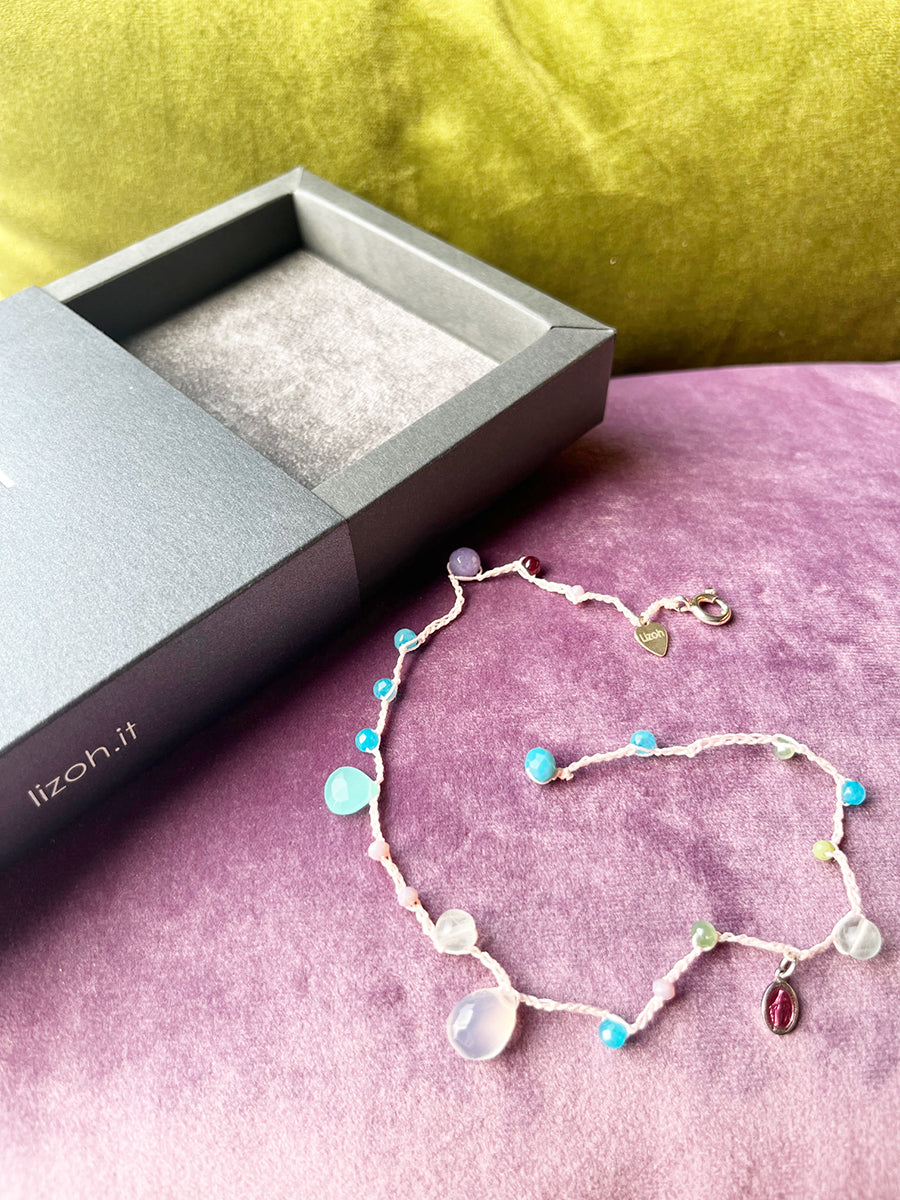 Bracciale Pietre, Cristalli, Madonnina Rue Du Bac Arg 925 e Quarzo -Top Jewels-