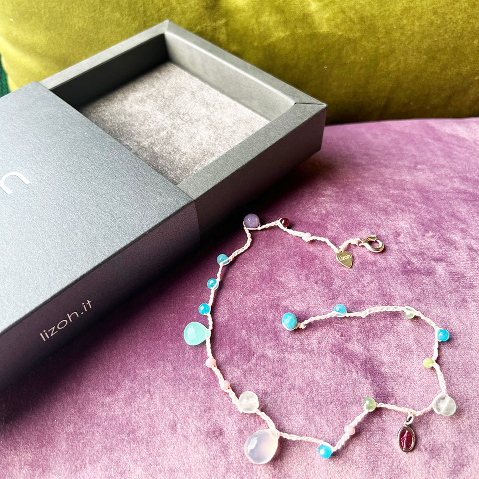 Bracciale Pietre, Cristalli, Madonnina Rue Du Bac Arg 925 e Quarzo -Top Jewels-