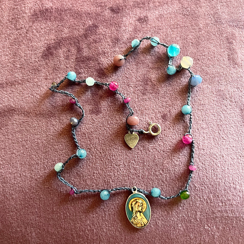 Bracciale Pietre, Cristalli, Madonnina e Arg 925 -Top Jewels-
