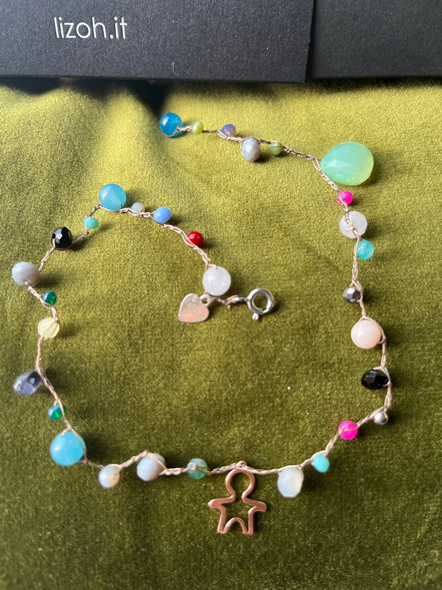 Bracciale Pietre, Cristalli, Bimbo Arg 925 e Acquamarina -Top Jewels-