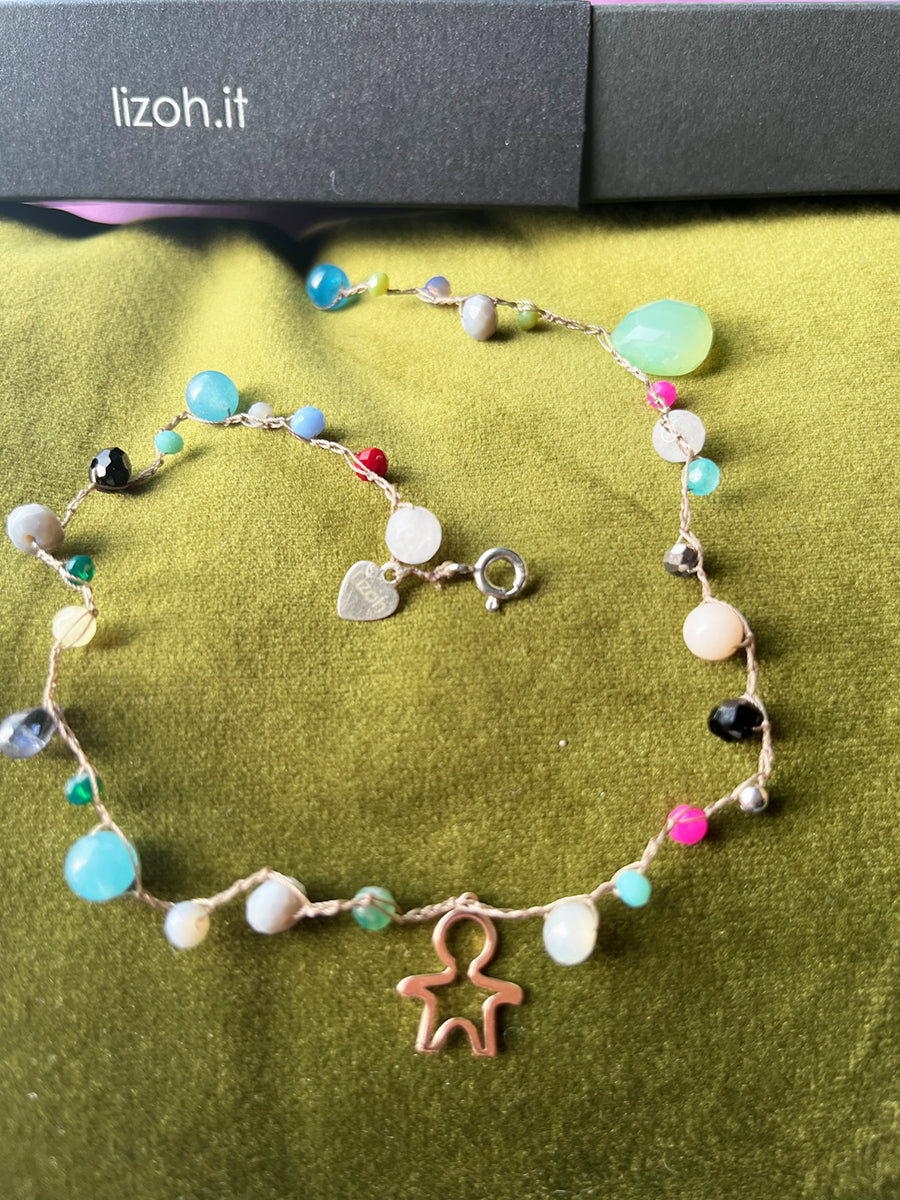 Bracciale Pietre, Cristalli, Bimbo Arg 925 e Acquamarina -Top Jewels-