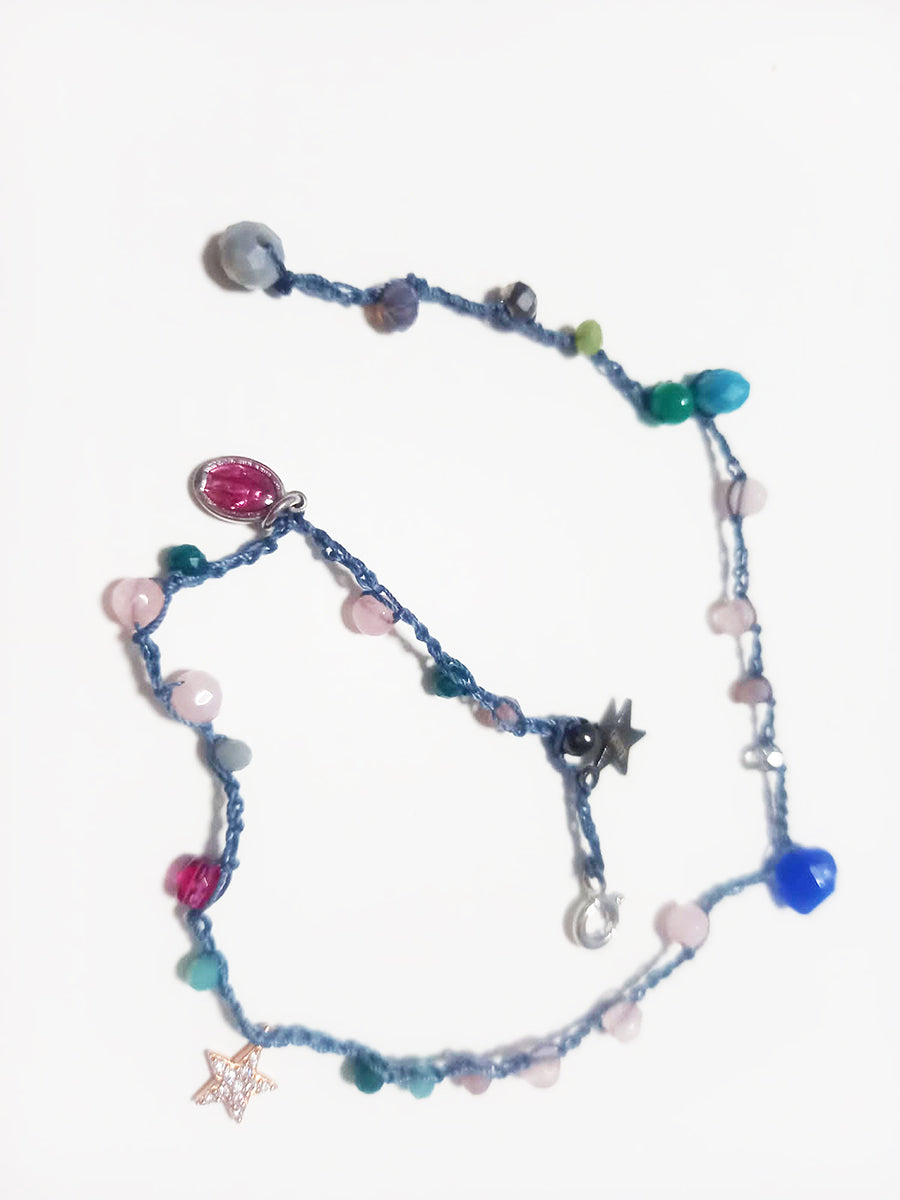 Bracciale Pietre con doppio Charms Swaroski Arg 925 -Jewels-