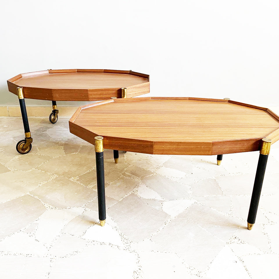 Carrello vintage in metallo, ottone e teak di Bergonzi, Italia 1950 -Design-