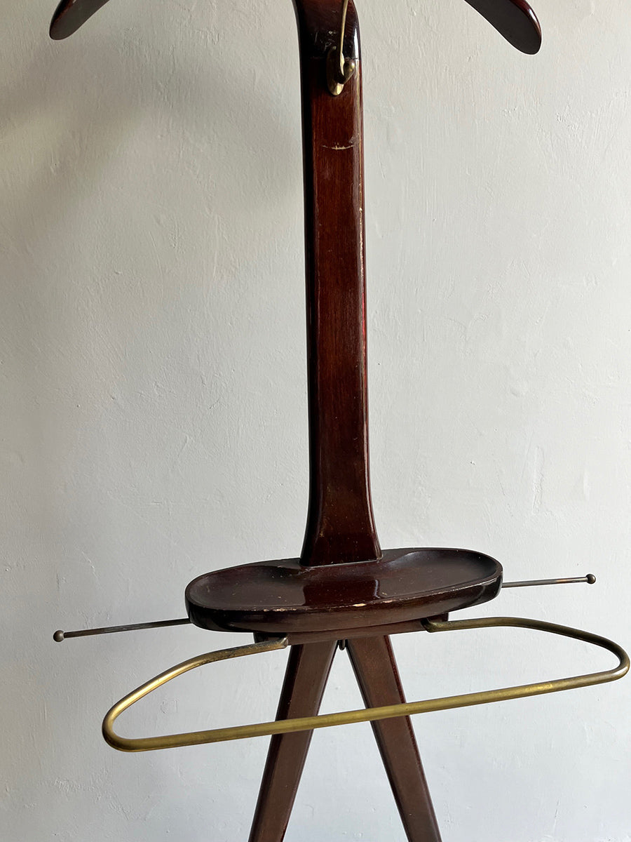 Servomuto Ico Parisi per Fratelli Reguitti in legno di faggio scuro e ottone anni '50 -Top Design-