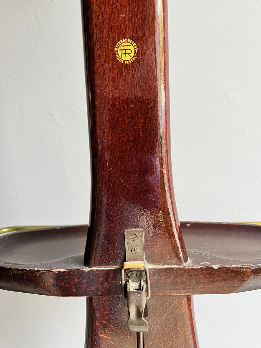 Servomuto Ico Parisi per Fratelli Reguitti in legno di faggio scuro e ottone anni '50 -Top Design-