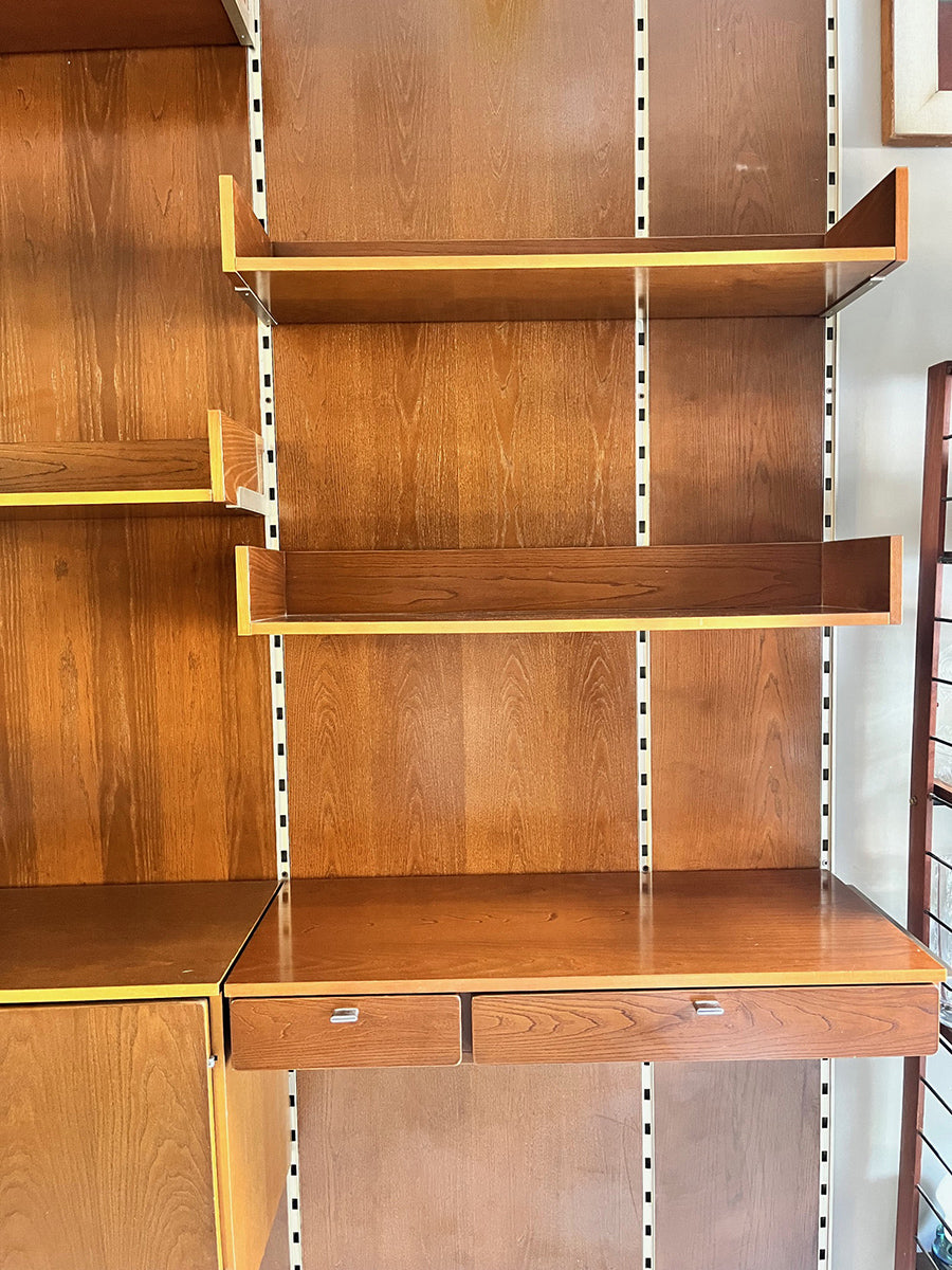 Libreria Boiserie in Legno e Metallo con consolle scrittoio Vintage anni '60 -Top Design-