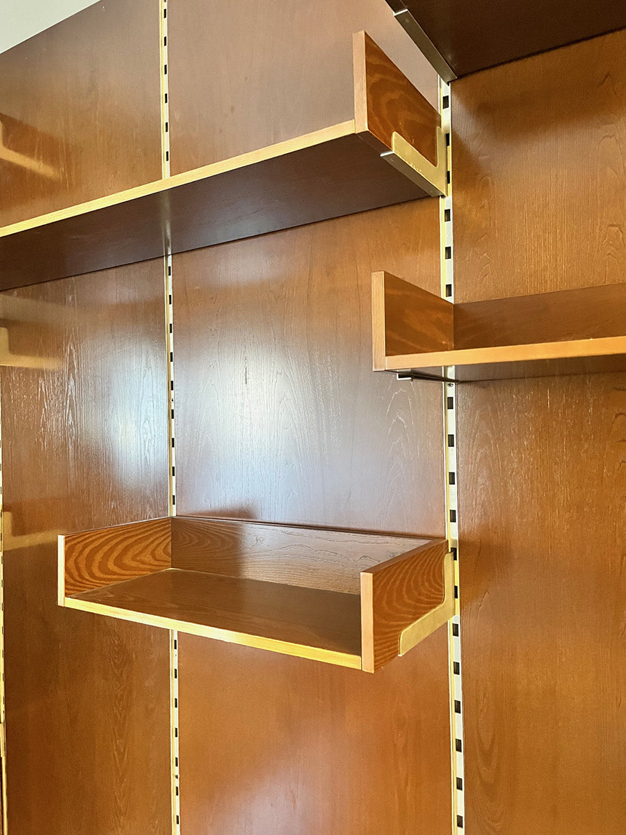 Libreria Boiserie in Legno e Metallo con elementi a sospensione Vintage anni '60 -Top Design-