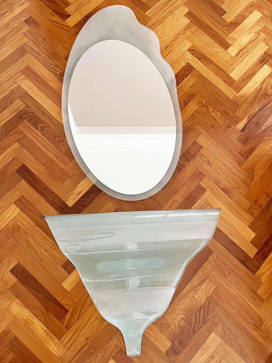 Nanda Vigo "Onda" Specchio e Consolle Vetro 1980 -Top Design-