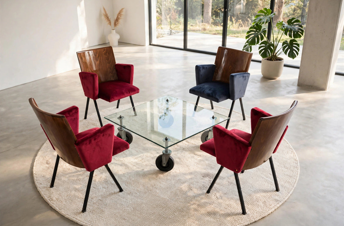 Set di n. 4 Poltroncine Teatro Anni '50 -Design-