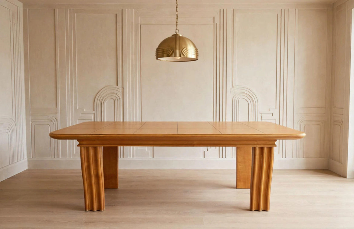 Tavolo Dining Art Deco '30 in legno massello color miele -Top Design-