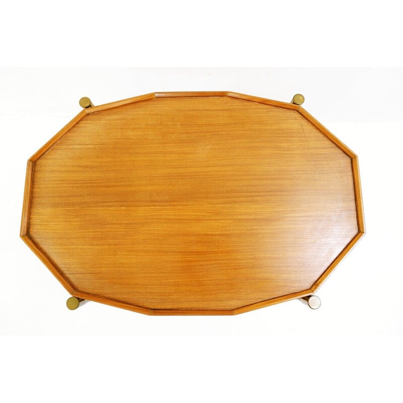 Carrello vintage in metallo, ottone e teak di Bergonzi, Italia 1950 -Design-