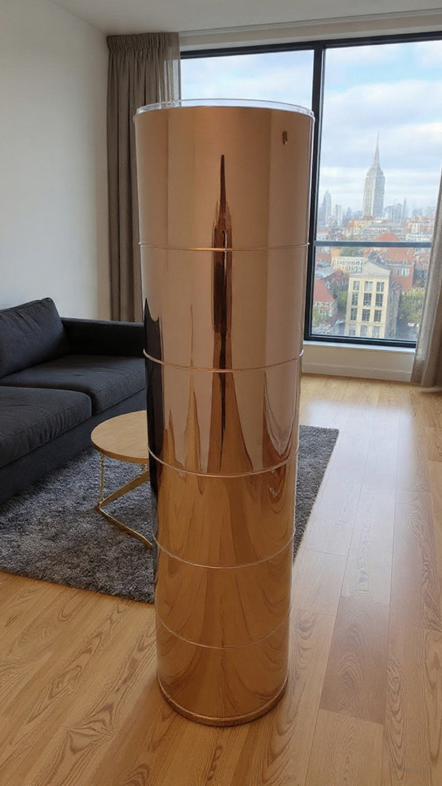 Lampada Totem Oro in Plastica Made in France Anni '70 -Top Lighting-