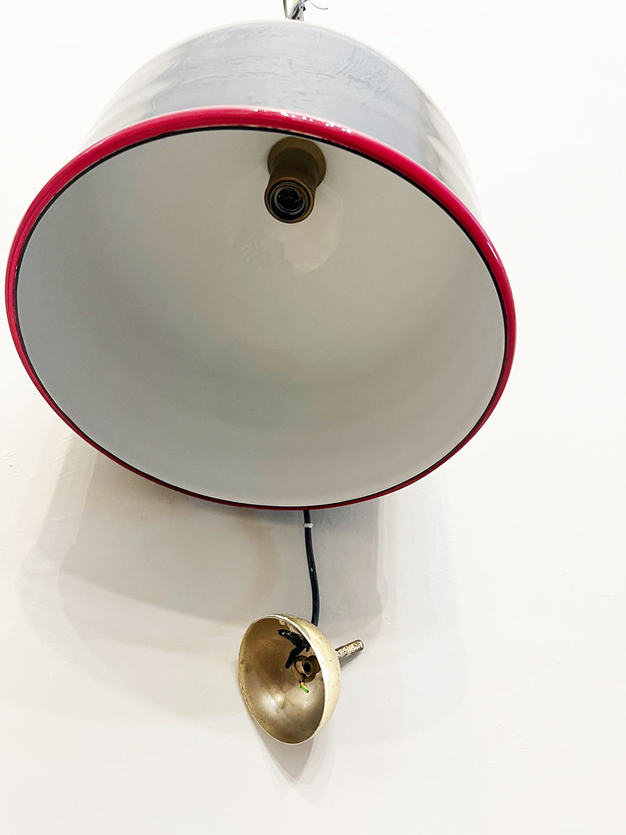 Lampadario Toso Murano Nero con profilo Rosso Vintage 1970 -Lighting-