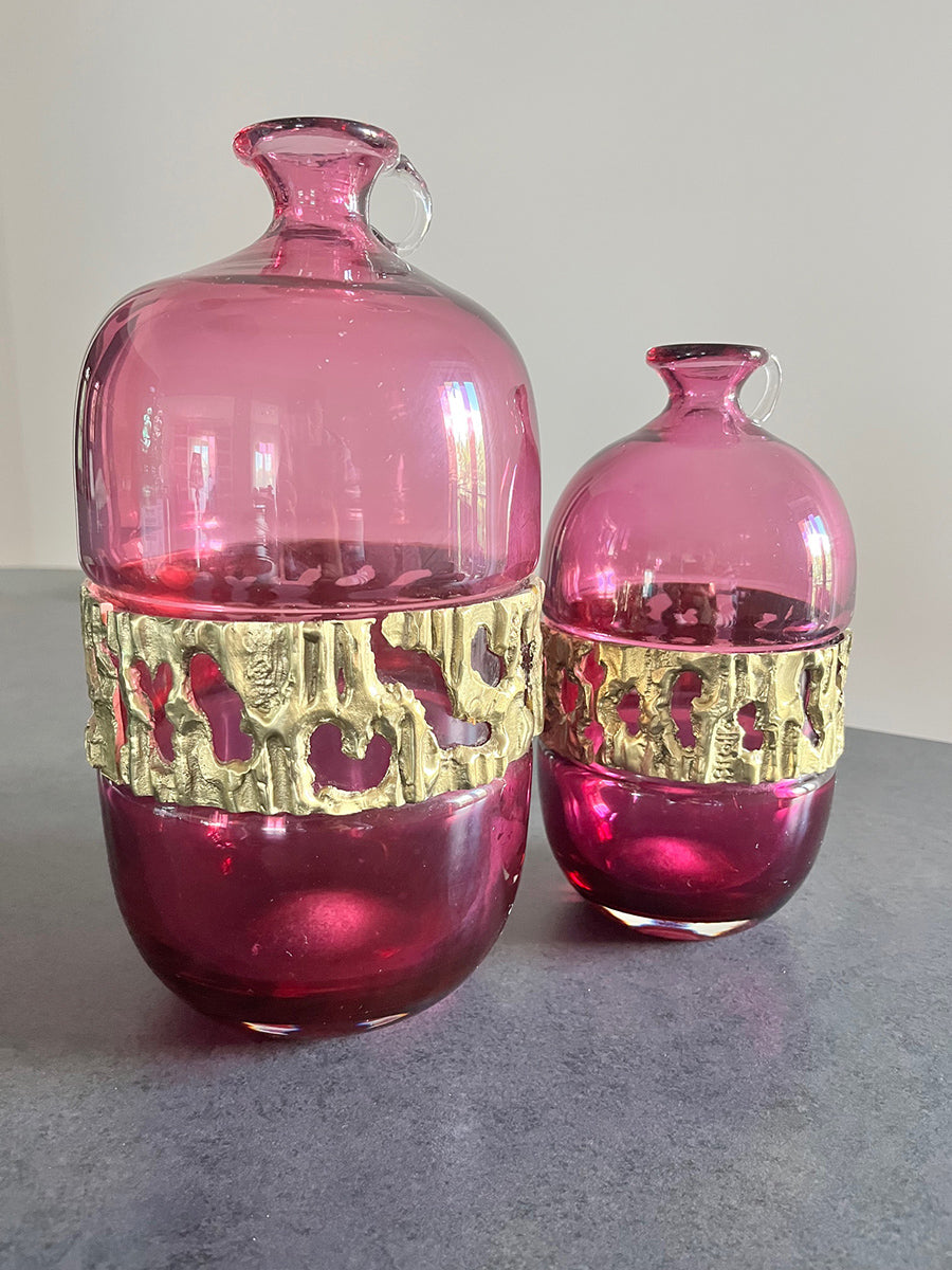 Angelo Brotto (1914 - 2002) Coppia Vasi per Esperia, Poggibonsi anni '70 -Top Murano-