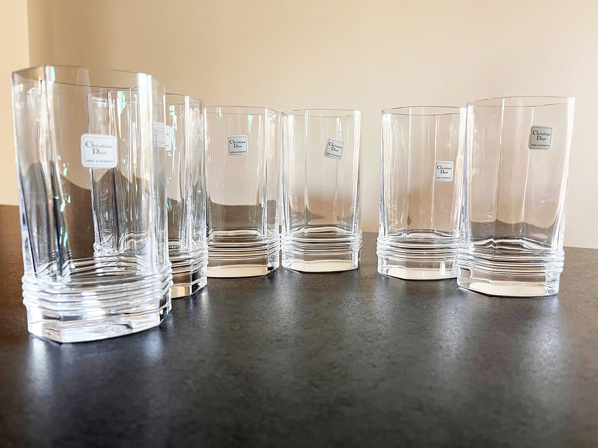 Set di n.6 Bicchieri da longdrink esagonali in cristallo di Christian Dior -Top Crystal-