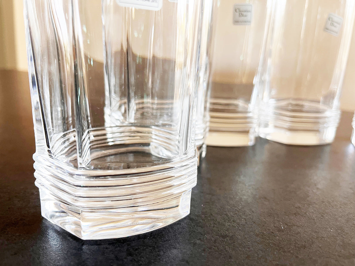 Set di n.6 Bicchieri da longdrink esagonali in cristallo di Christian Dior -Top Crystal-