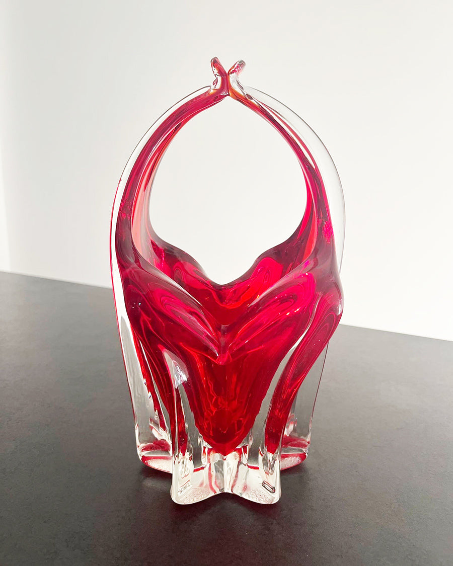 Cestino Murano Rosso anni '60 -Murano-