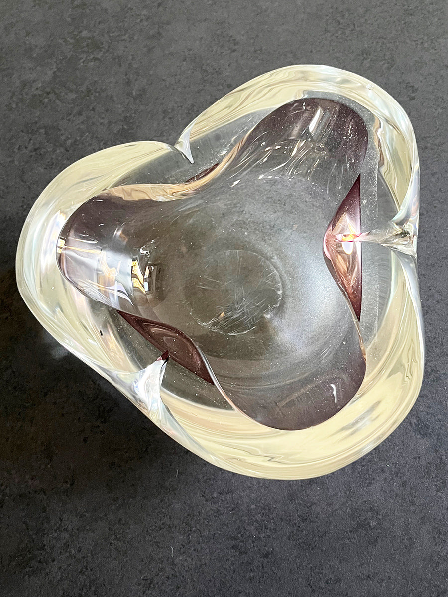 Murano Ciotola Svuota tasche Trasparente e Viola Anni '60 -Top Murano-