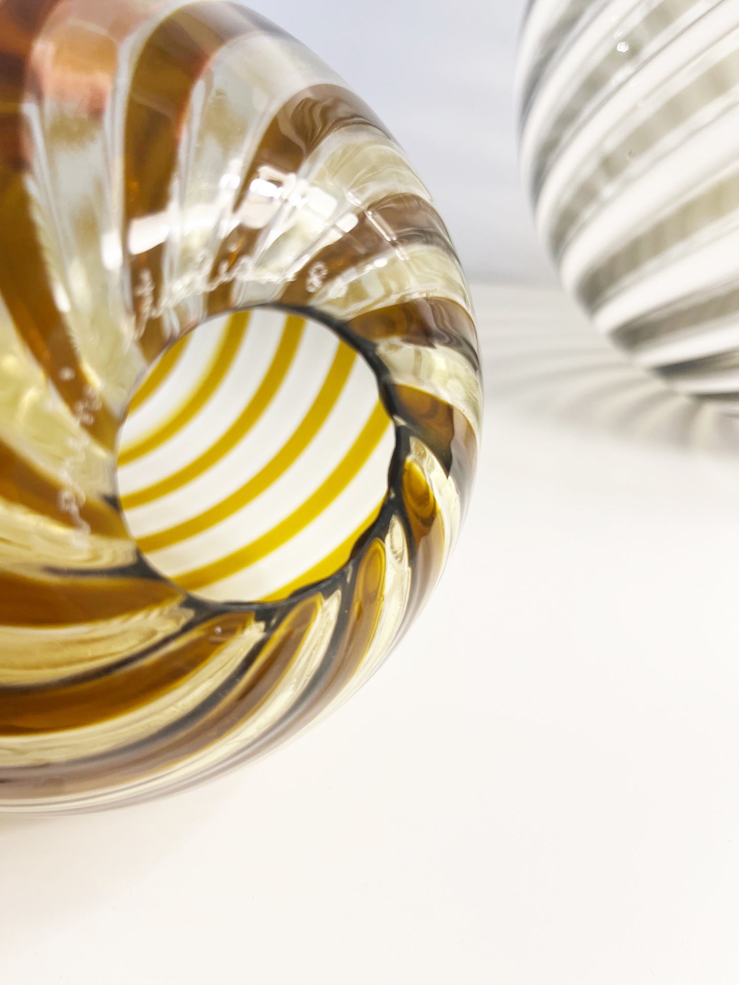 Venini Coppia Uova a Canne Ritorte Vintage anni '80 -Murano-