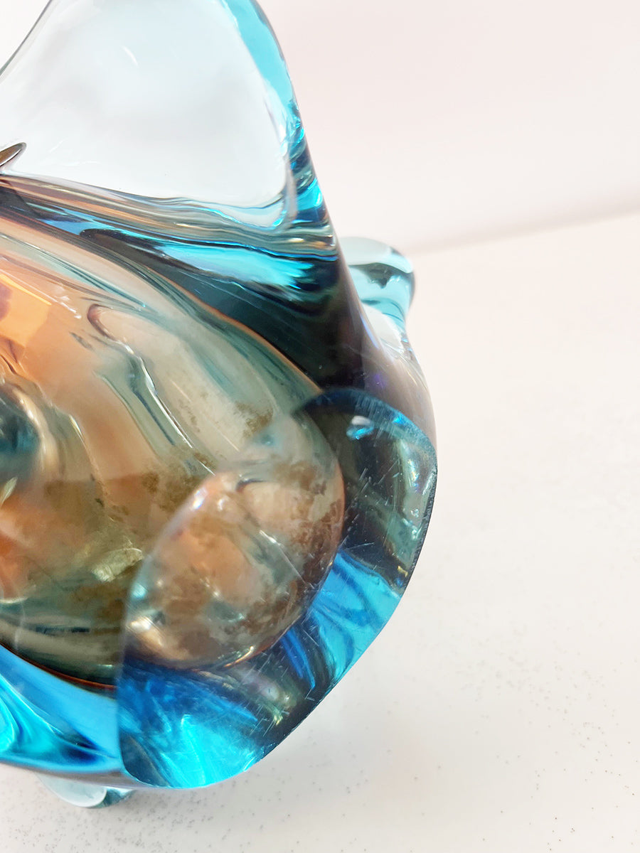Vaso Murano grande a forma di fiore rosso Fr.lli Toso anni '50 -Top Murano-