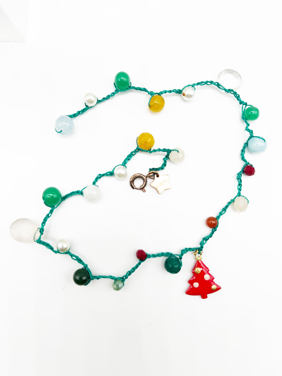 Bracciale Natale, Pietre, Topazio, Quarzo e Alberello Arg 925 -Christmas-