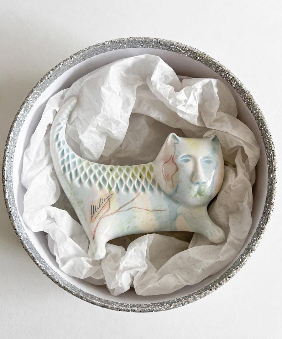 Gatto Ceramica Decorata e firmata Muller Mid Century '60 -Top Art-