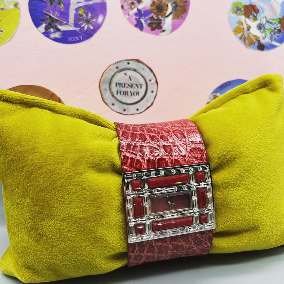 Valentino Orologio a Polsino Pelle di Coccodrillo Vintage -Accessori-