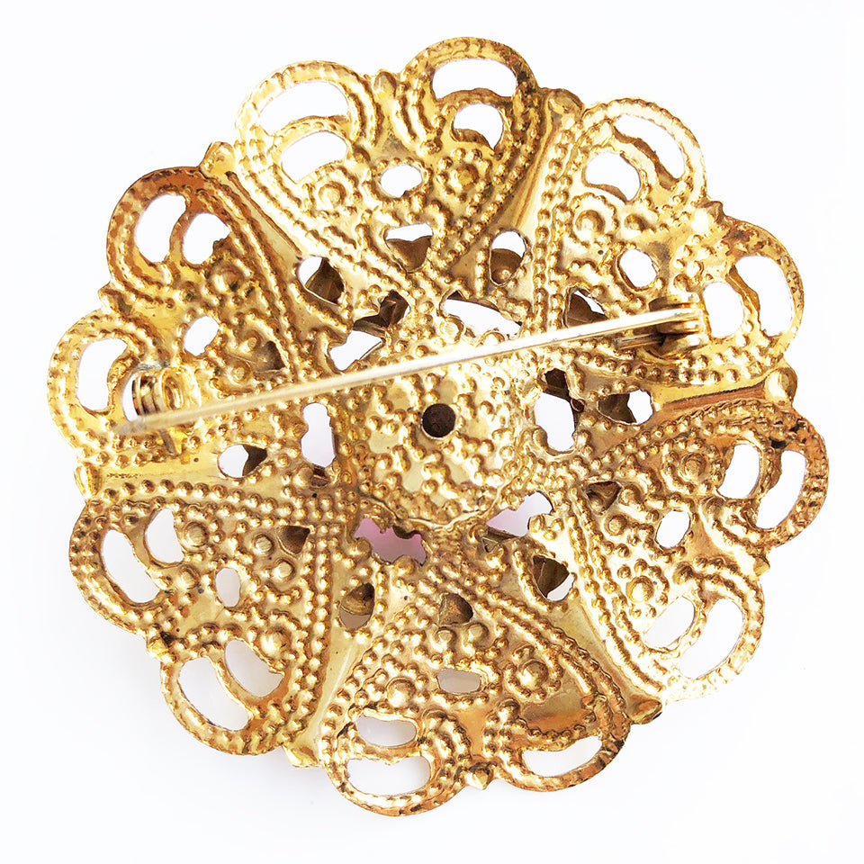 Spilla con Topazio Rosa e Swarovsky Vintage 1960 - Accessori -