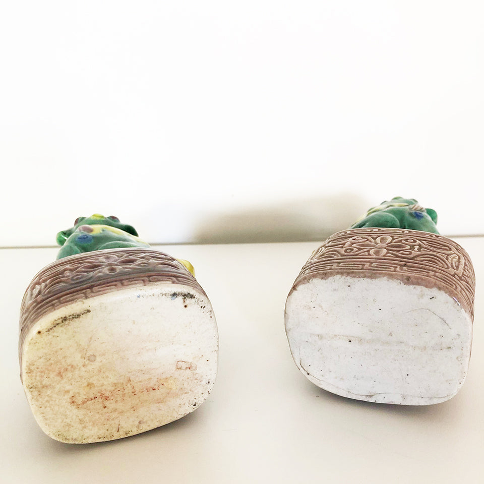 Cani di Fo Coppia Ceramiche Decorate a mano '900 -Antiques-