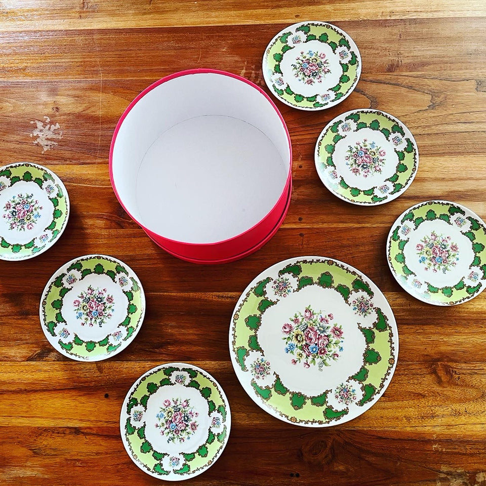 Coordinato Dessert Porcellana Decorata Verde '900 -Antiques-