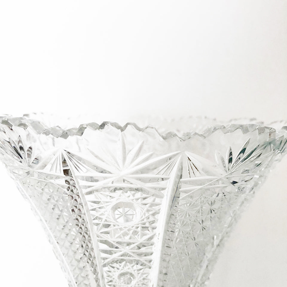 Vaso Cristallo "Bohemia" Trasparente intarsiato a ruota -Antiques-