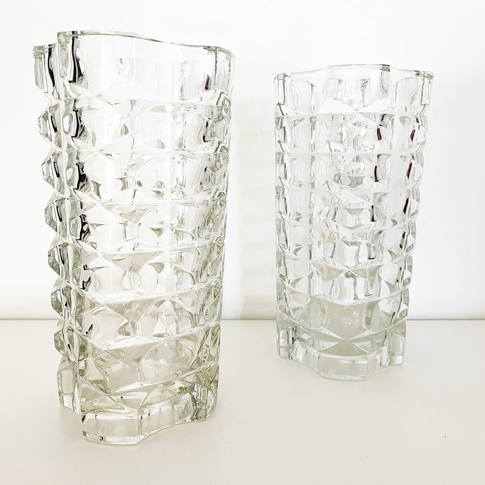 Art Deco Coppia Vasi Cristallo Sfaccettato Made in France 1940 -Art-
