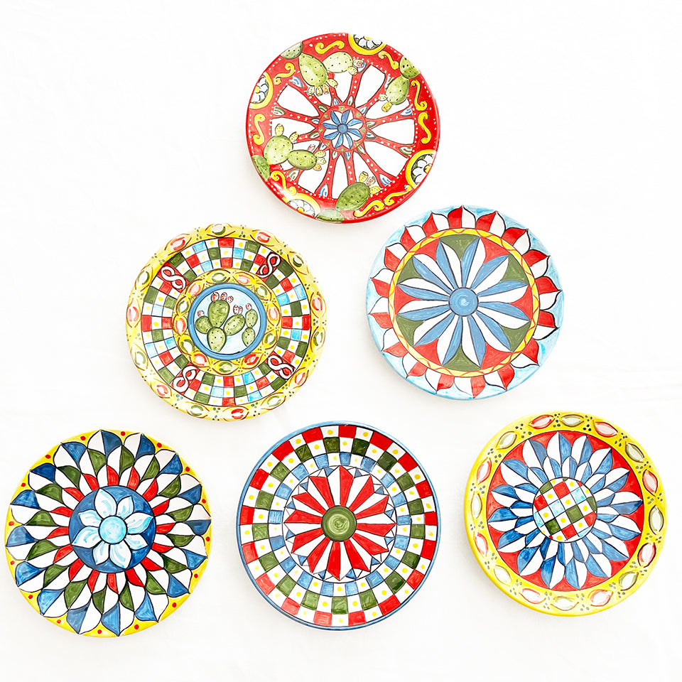Caltagirone ceramiche set di sei piattini da dessert -Art-