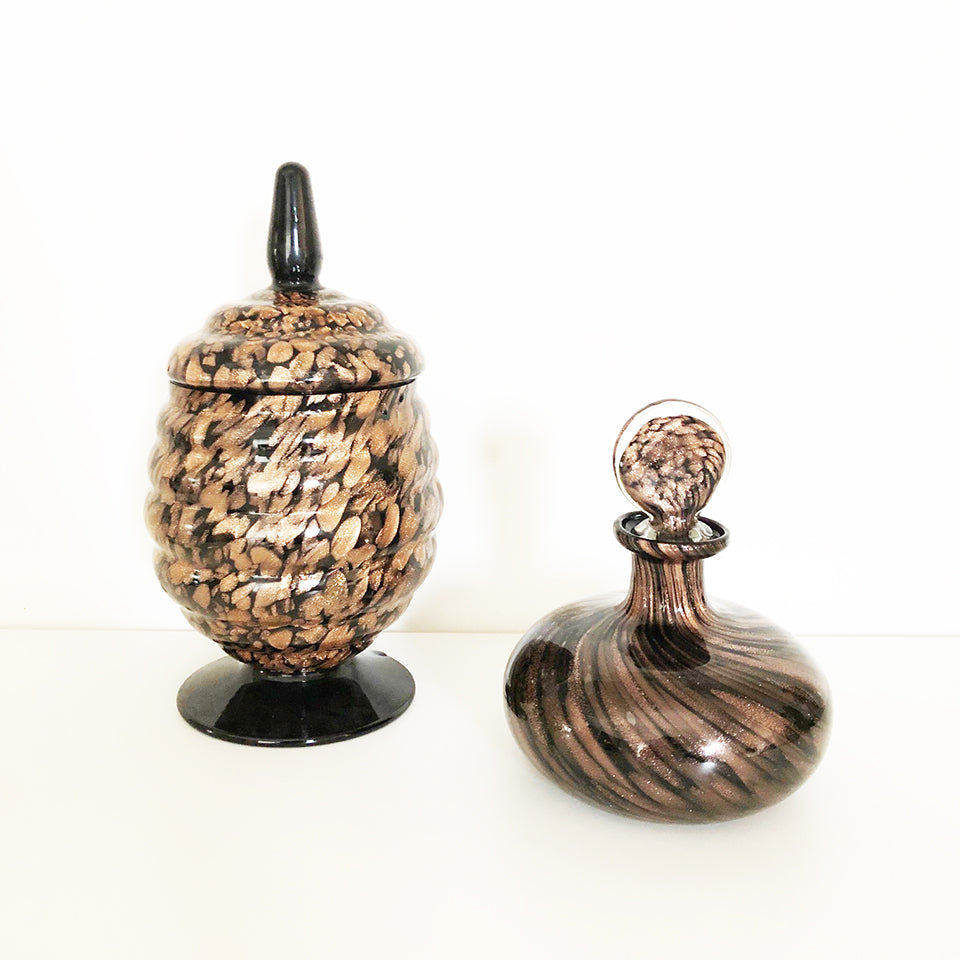 Coppia Vasi Murano Neri e Ramati Vintage -Art-
