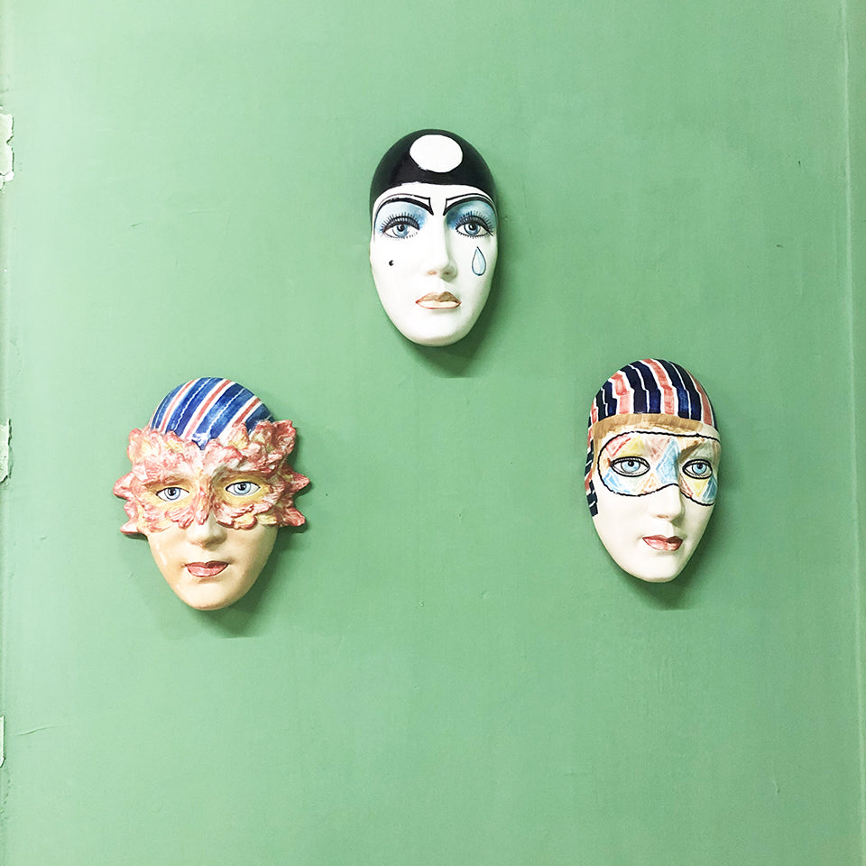 Tris Maschere Ceramica Faenza Vintage 1950 -Art-