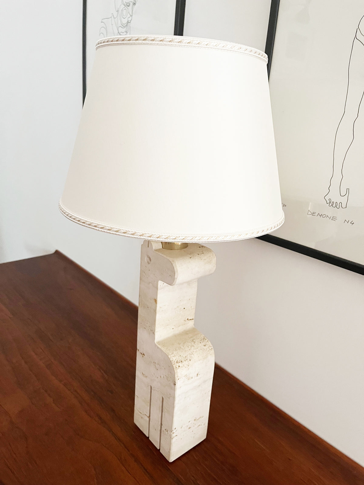 Lampada da tavolo Giraffa in Travertino dei Fratelli Mannelli 1970 -Art-
