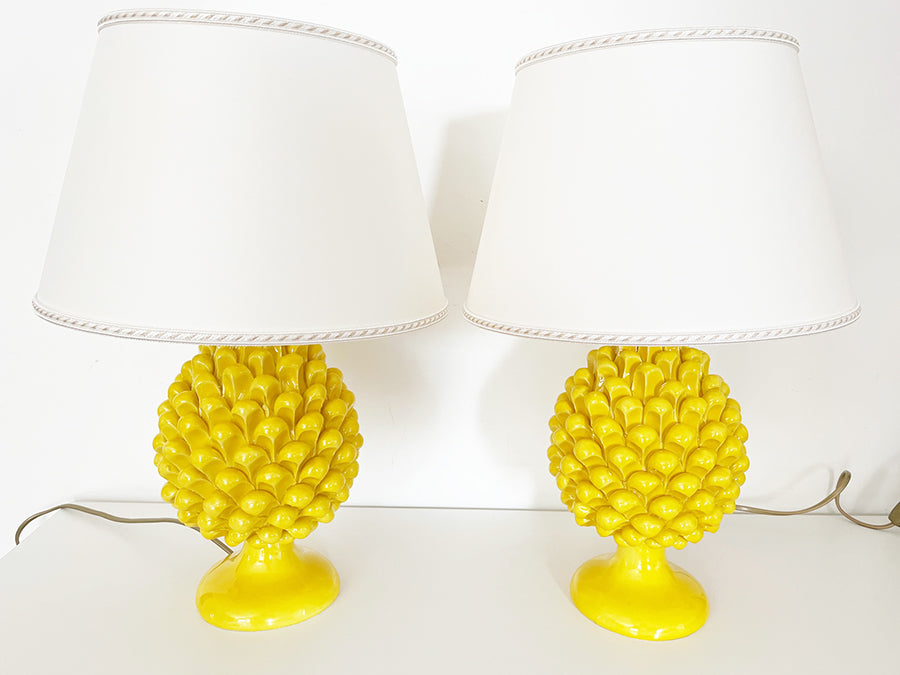 Coppia Lumi Caltagirone Pigne Gialle per Lizoh -Art-