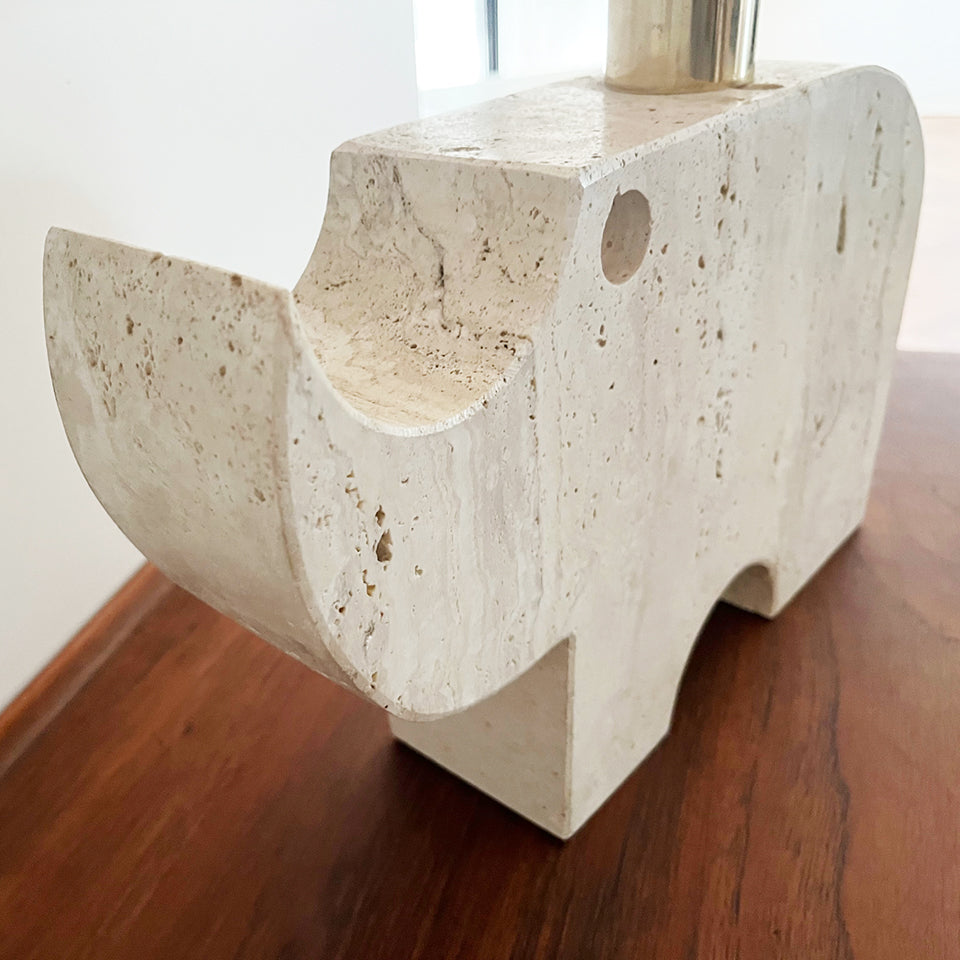 Lampada da tavolo Rinoceronte in Travertino dei Fratelli Mannelli 1970 -Art-