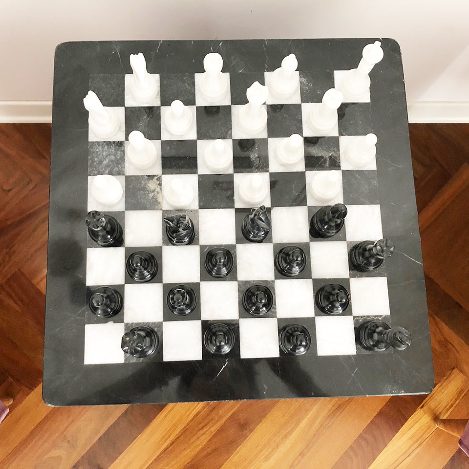 Scacchiera Marmo Nero e Bianco Pregiatissima Vintage 1950 -Art-
